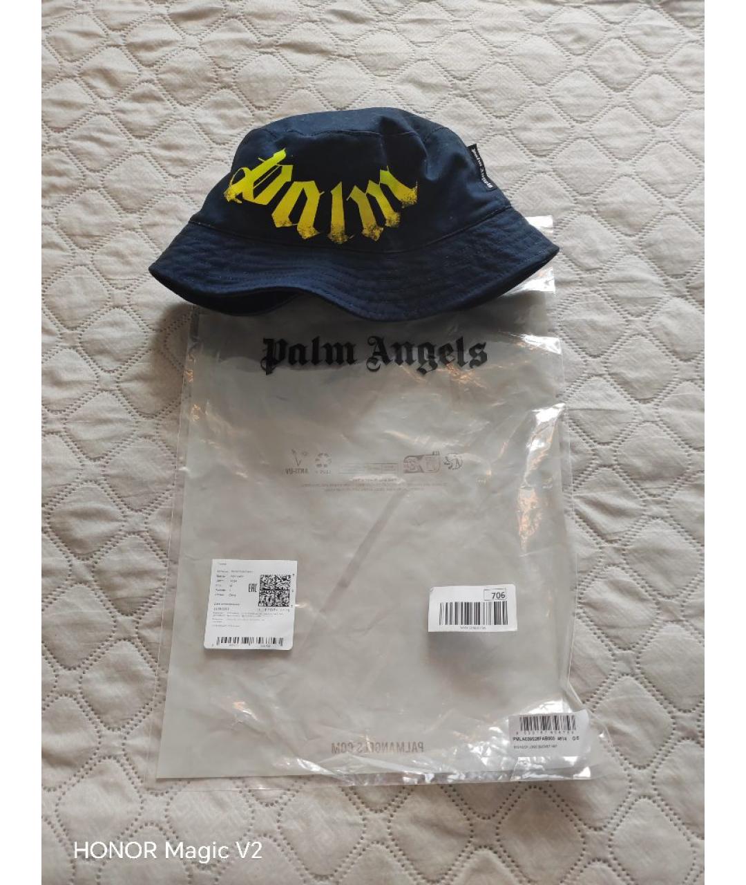 PALM ANGELS Темно-синяя хлопковая кепка/бейсболка, фото 4