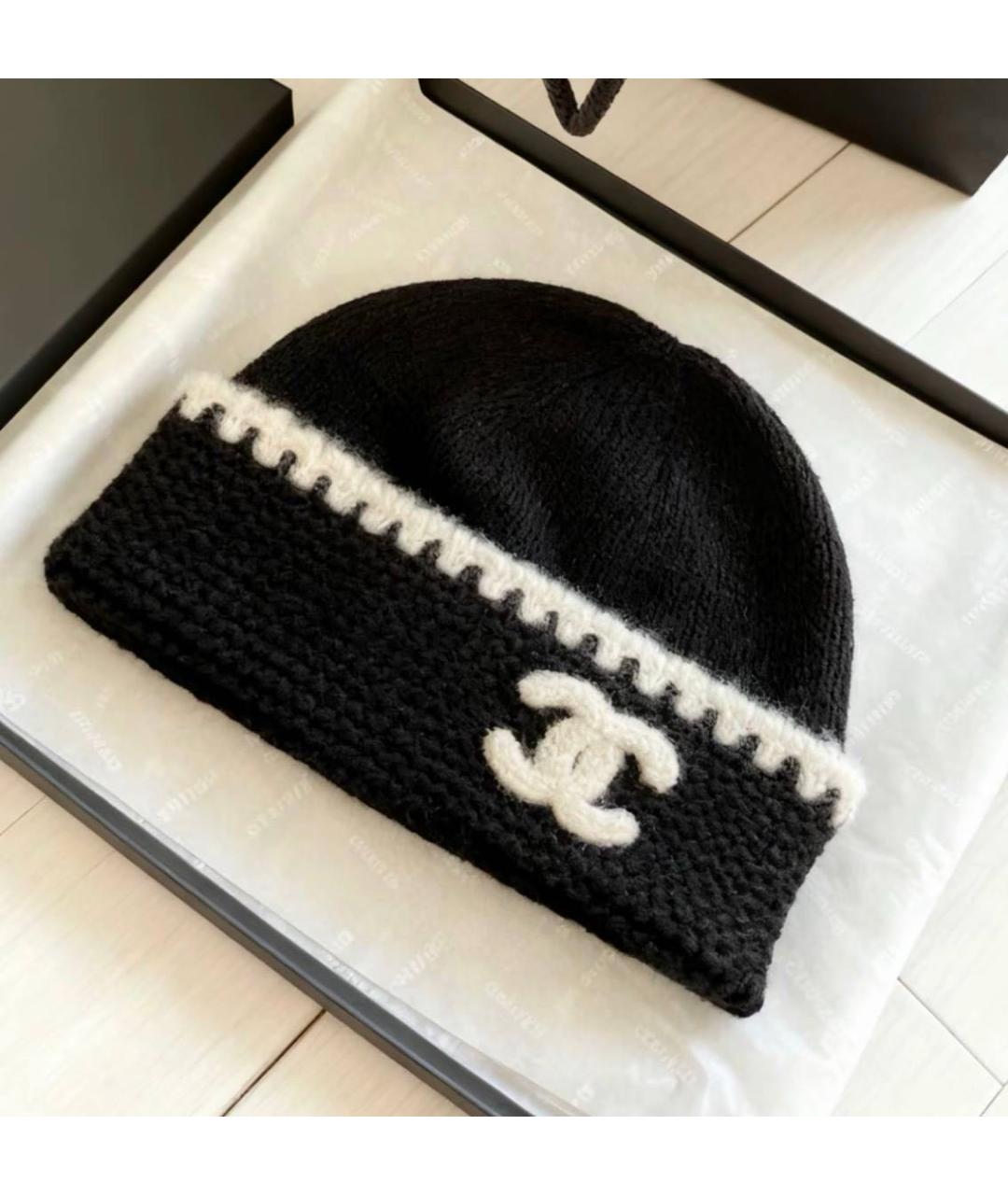 CHANEL Черная кашемировая шапка, фото 4