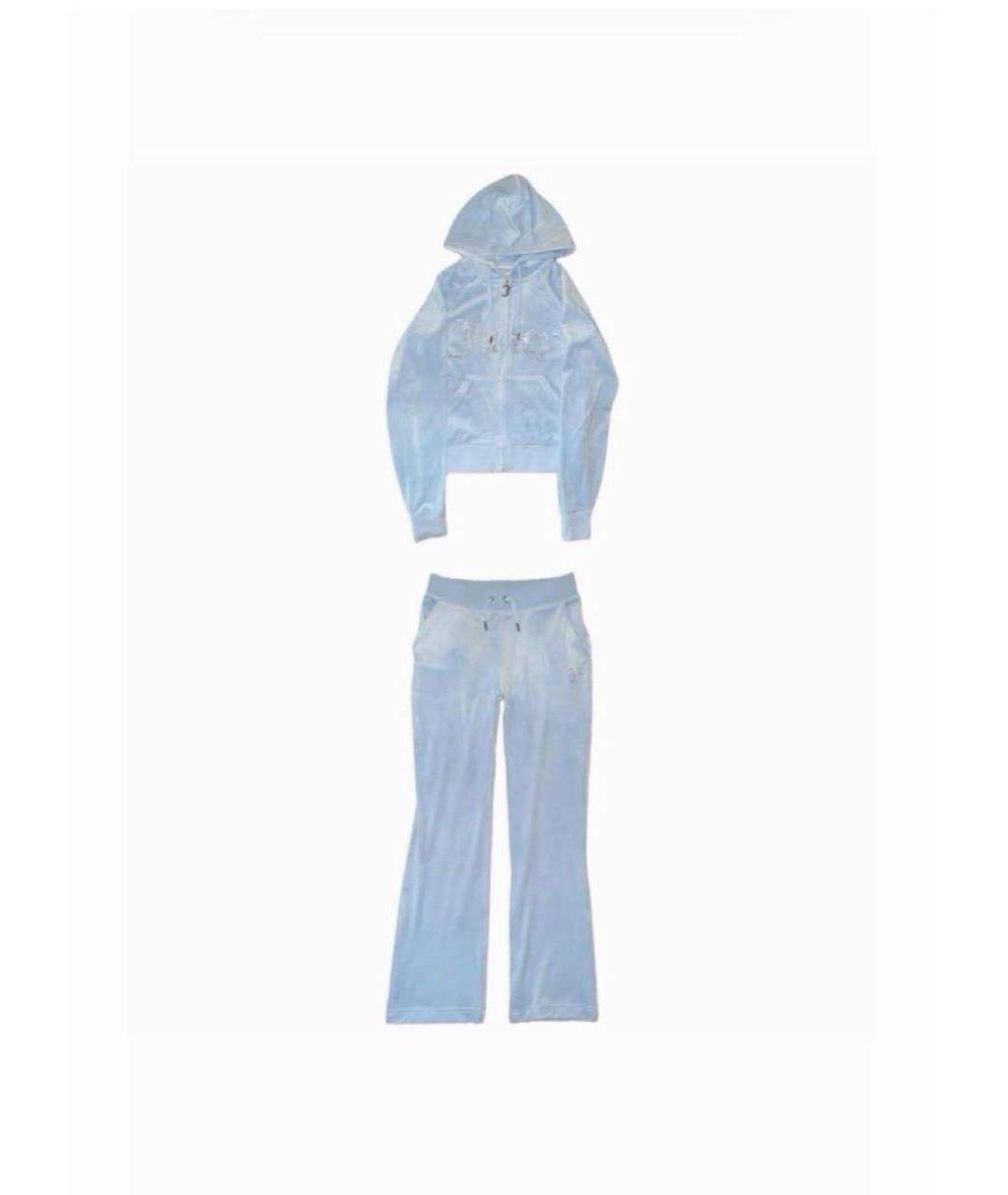 JUICY COUTURE Голубой велюровый спортивные костюмы, фото 9