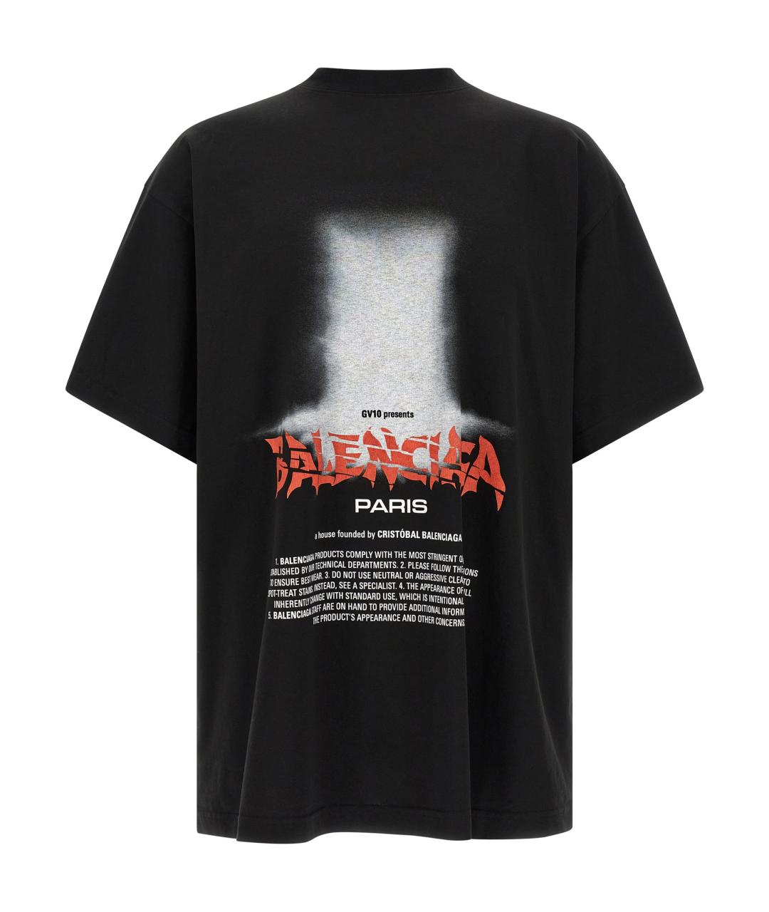 BALENCIAGA Черная хлопковая футболка, фото 1