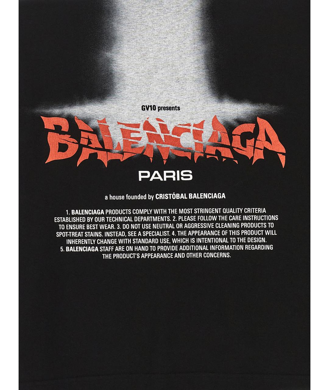 BALENCIAGA Черная хлопковая футболка, фото 4