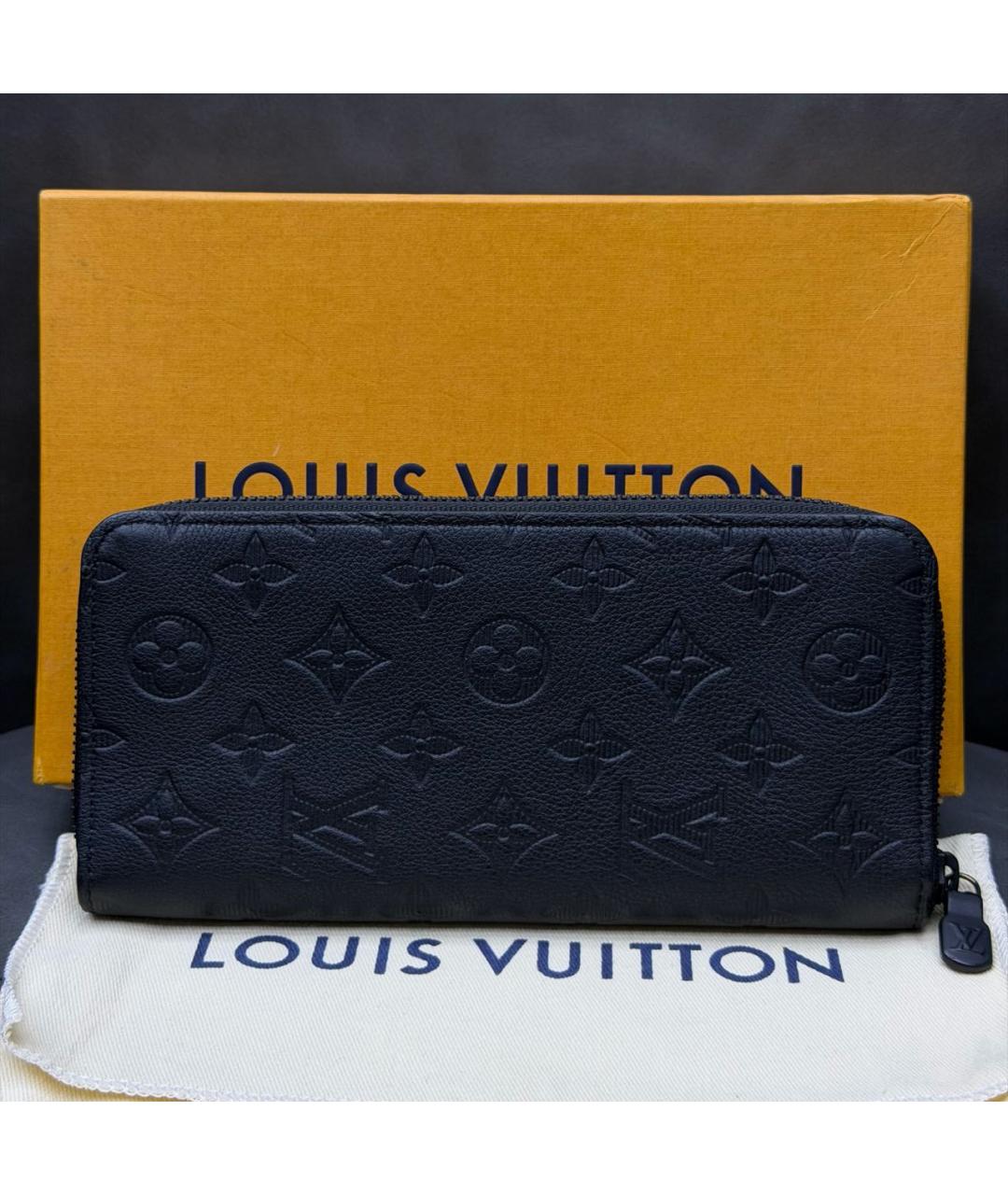 LOUIS VUITTON Черный кожаный кошелек, фото 2