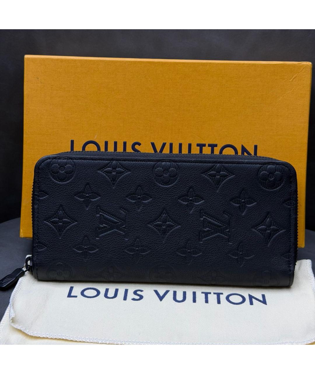 LOUIS VUITTON Черный кожаный кошелек, фото 6