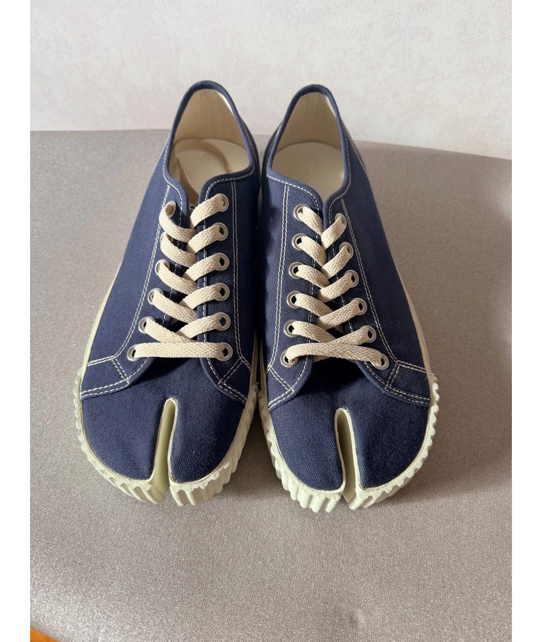 MAISON MARGIELA Синие текстильные низкие кроссовки / кеды, фото 2