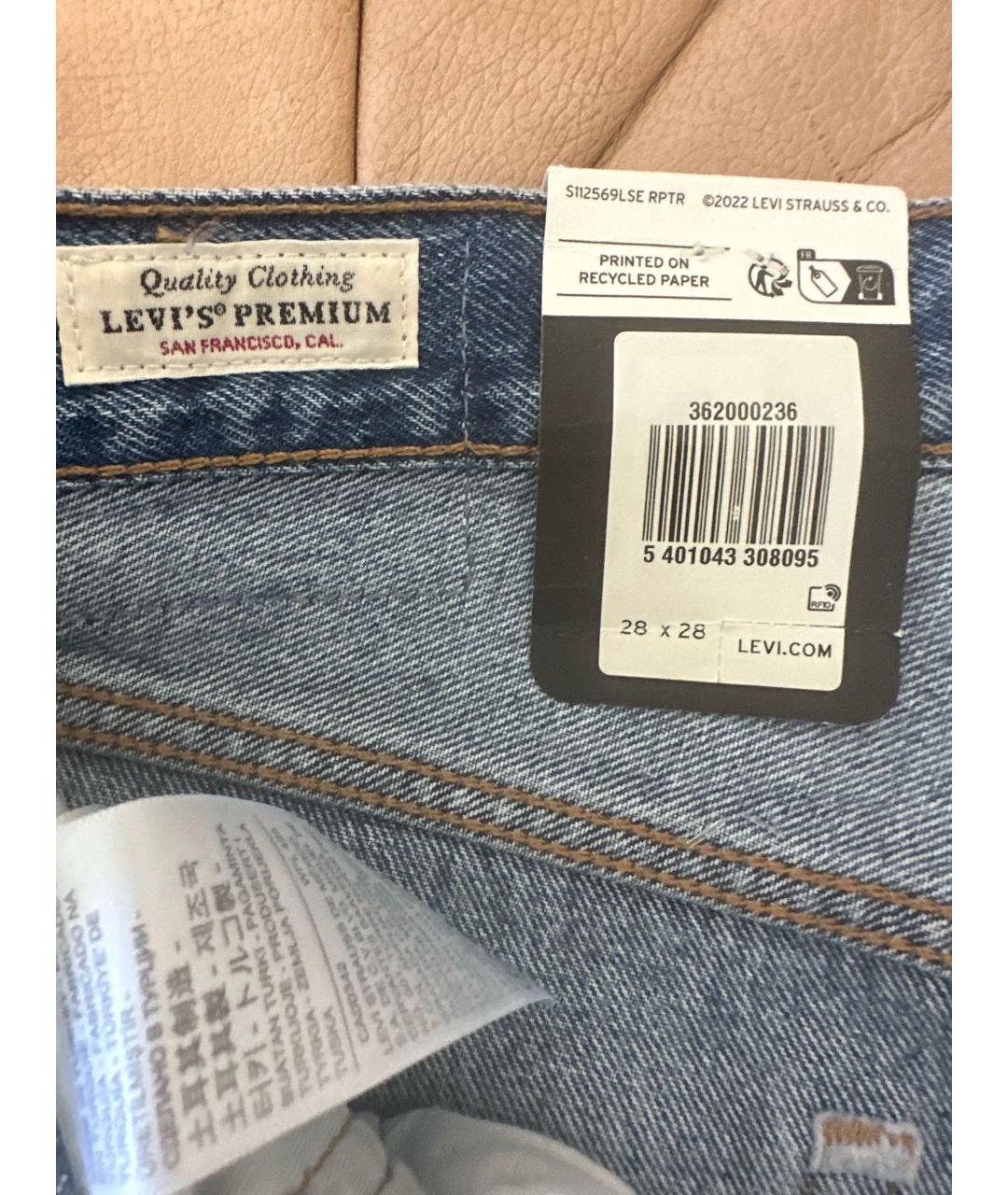 LEVI'S Синие хлопковые прямые джинсы, фото 4