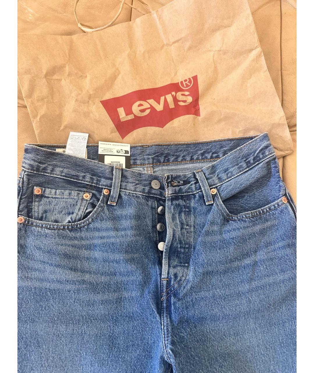 LEVI'S Синие хлопковые прямые джинсы, фото 5