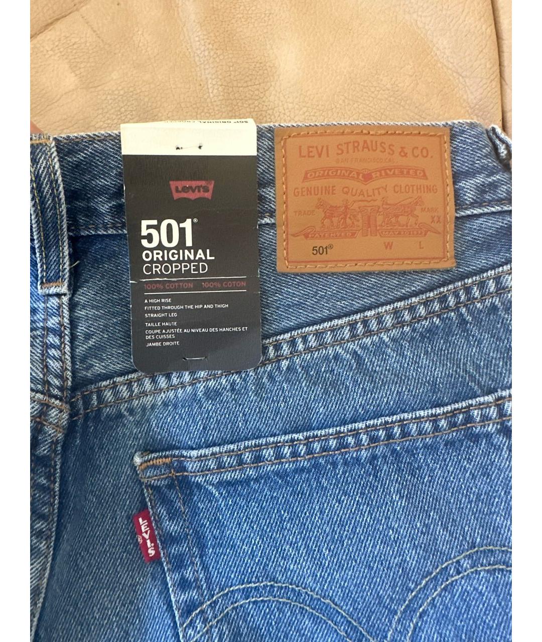 LEVI'S Синие хлопковые прямые джинсы, фото 3