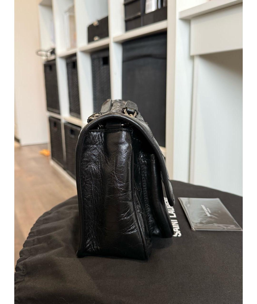 SAINT LAURENT Черная кожаная сумка через плечо, фото 3