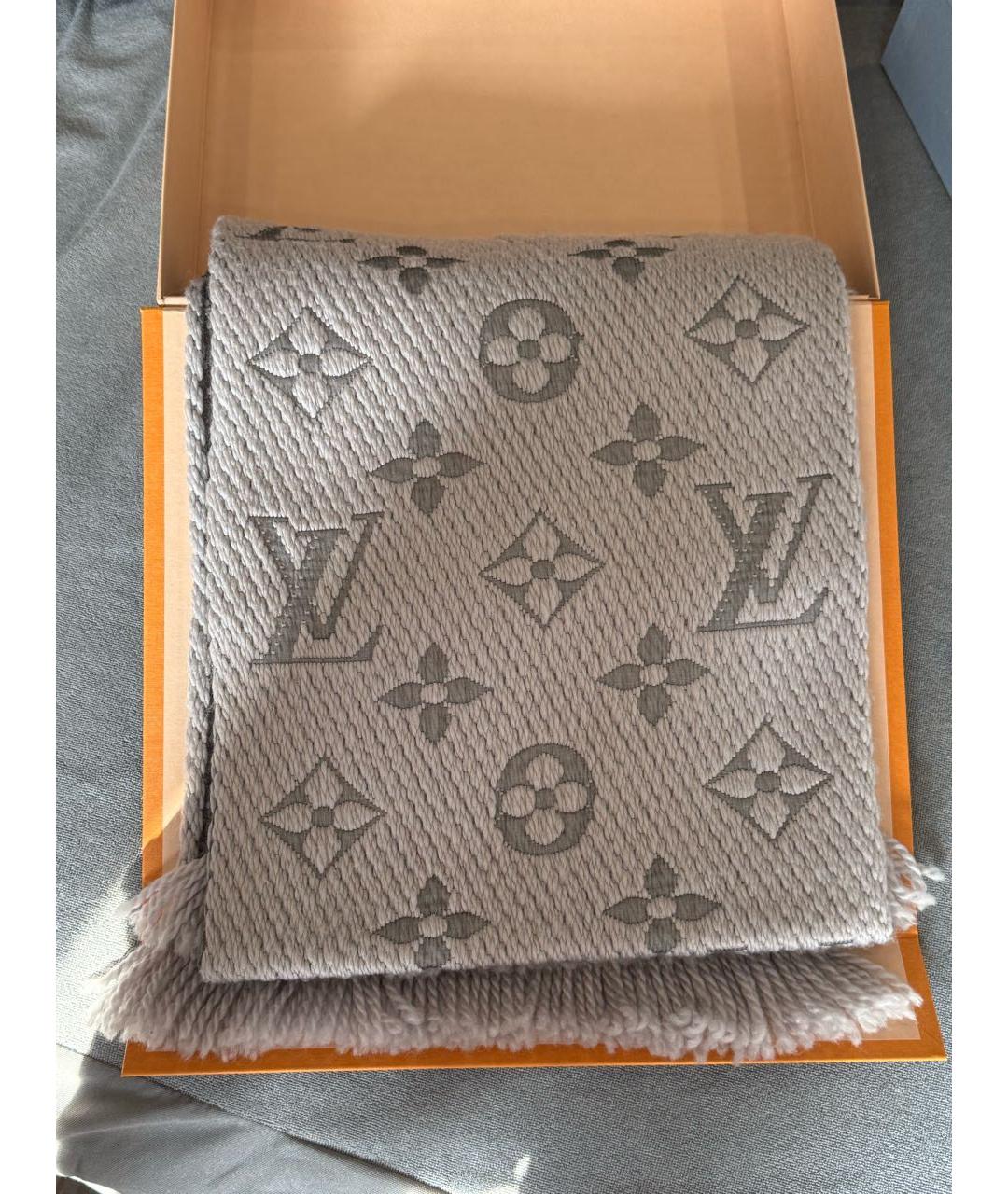 LOUIS VUITTON Серый шерстяной шарф, фото 4