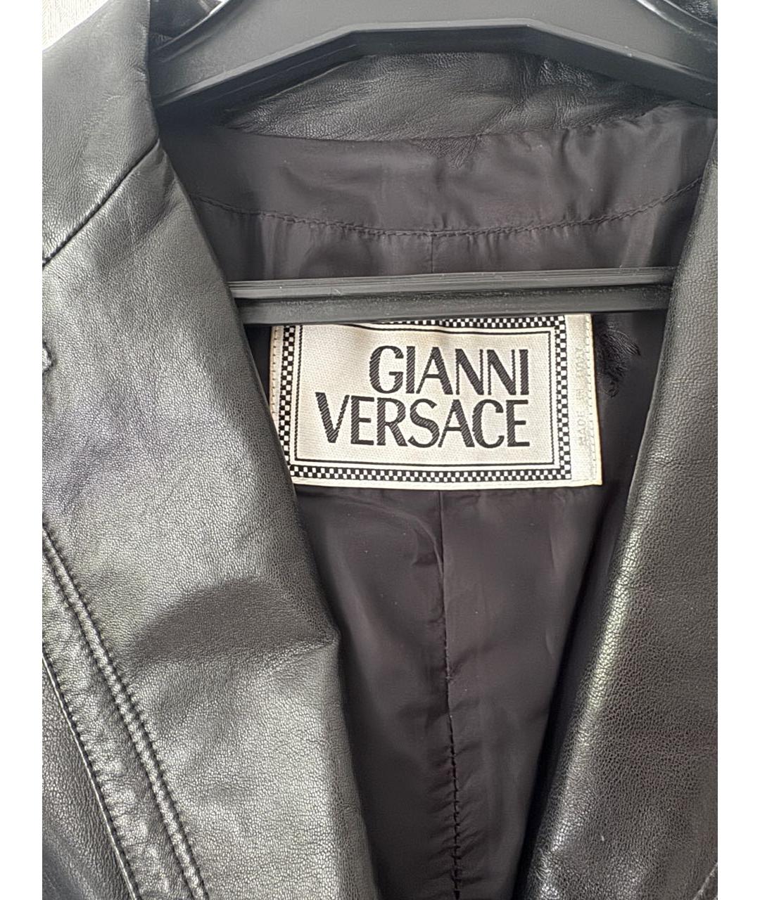 VERSACE Черная кожаная куртка, фото 3