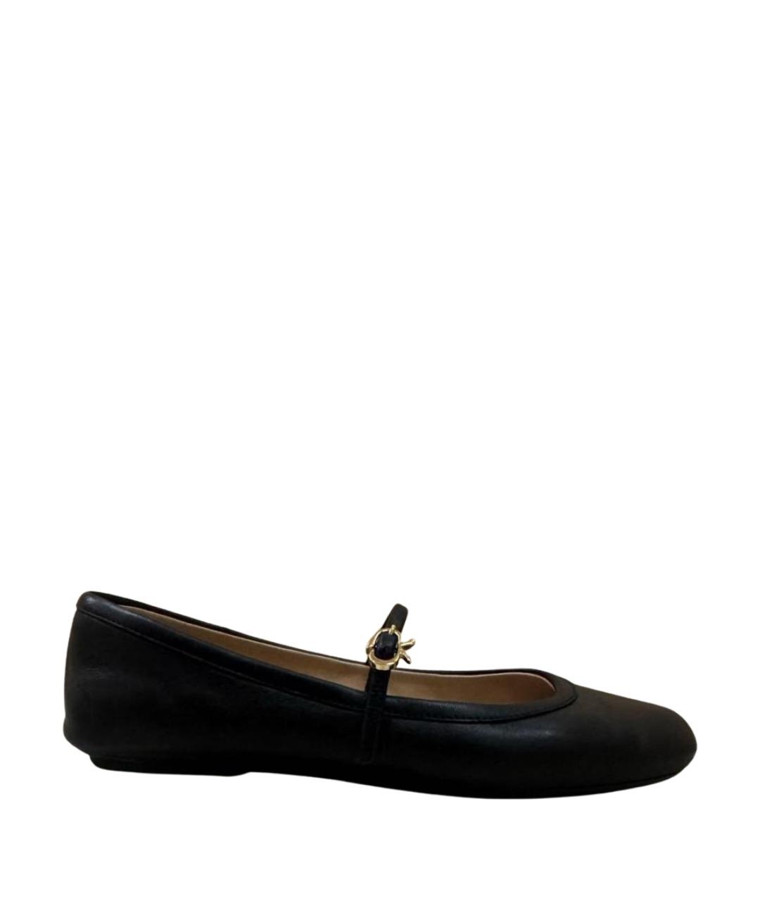 GIANVITO ROSSI Черные кожаные балетки, фото 1