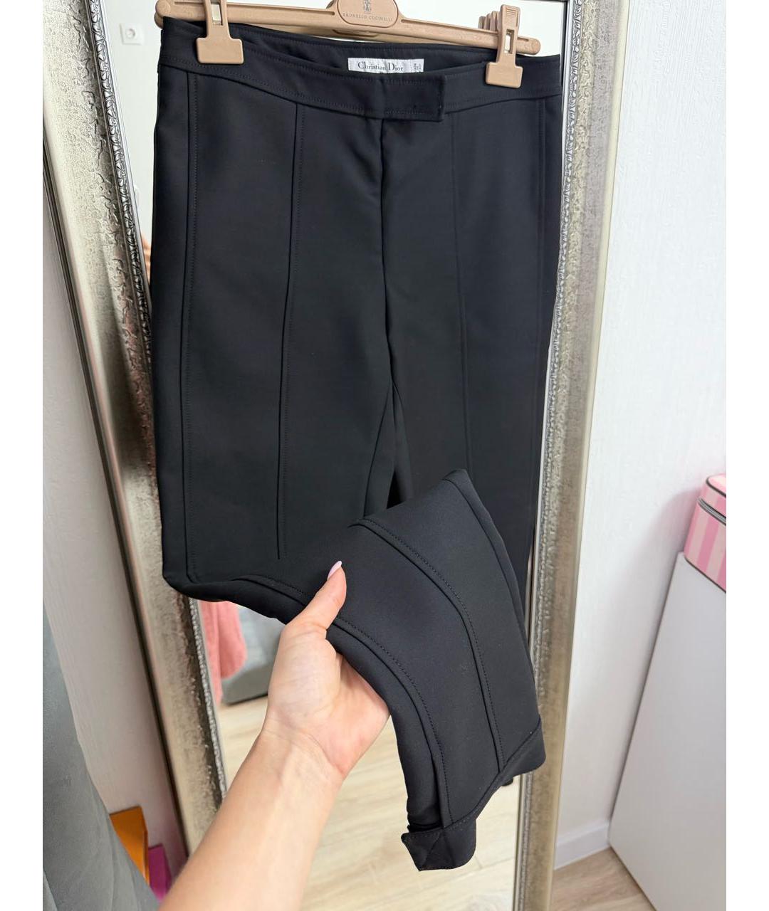 CHRISTIAN DIOR Черные шерстяные прямые брюки, фото 2