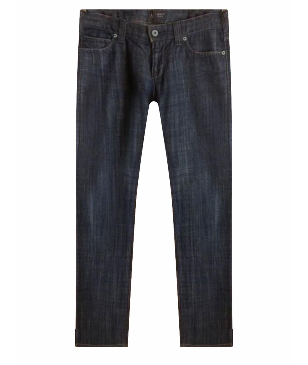 ARMANI JEANS Темно-синие хлопковые прямые джинсы, фото 1