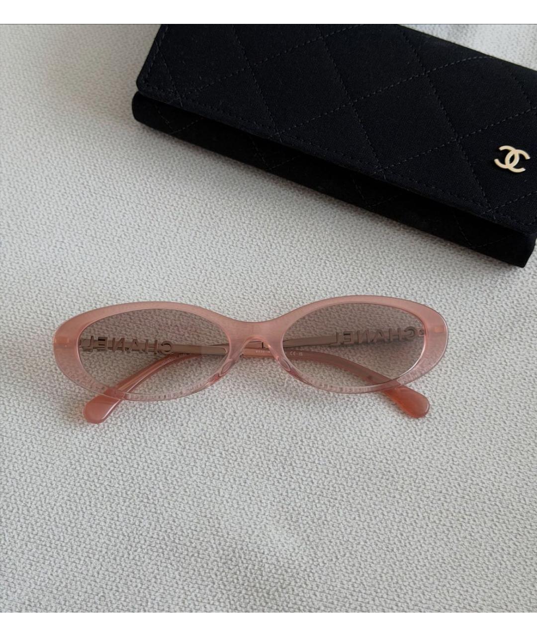CHANEL Розовые пластиковые солнцезащитные очки, фото 4