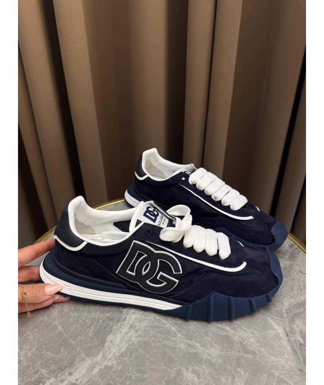 DOLCE & GABBANA KIDS Синие замшевые низкие кроссовки / кеды, фото 4