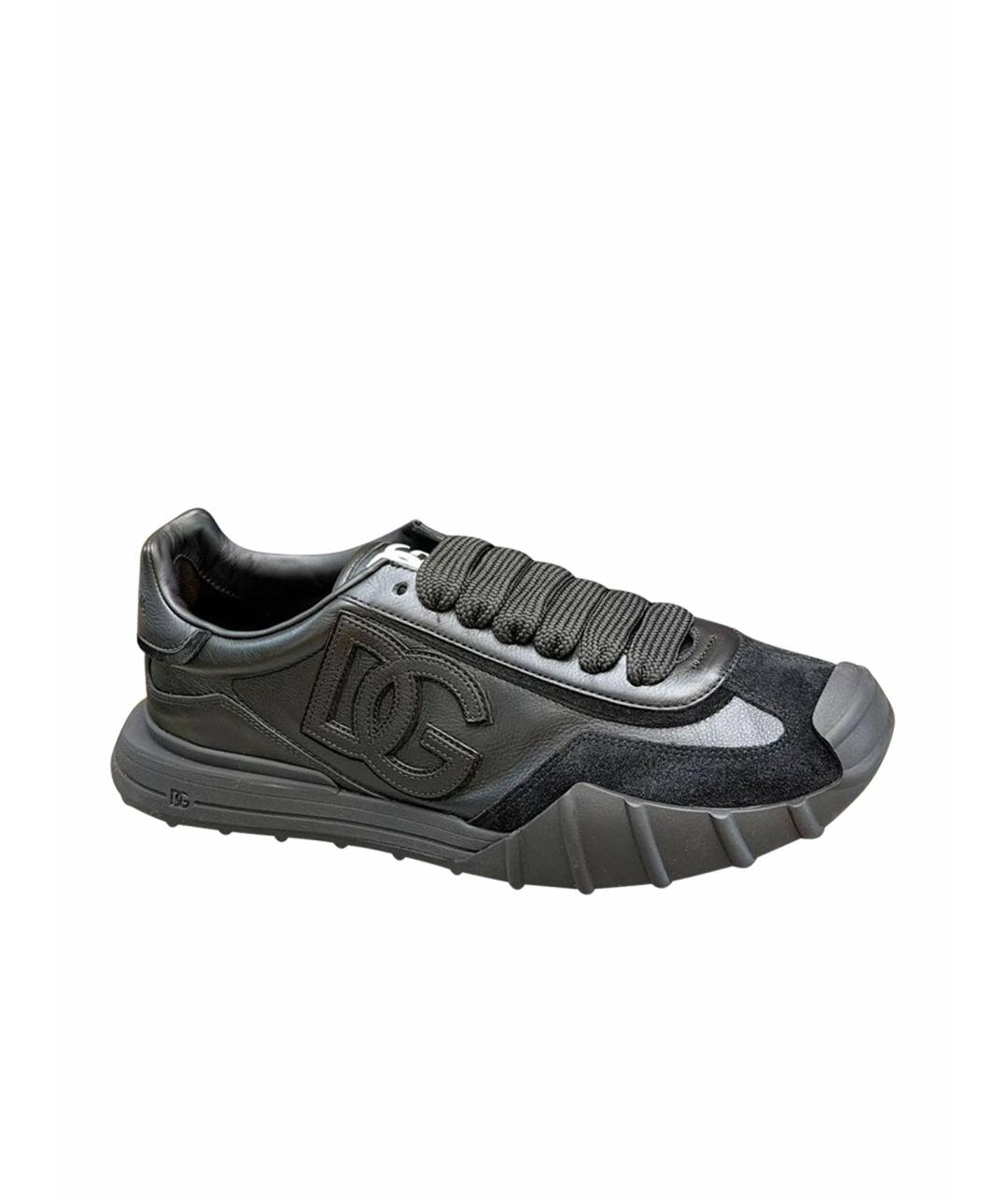 DOLCE&GABBANA Черные кожаные низкие кроссовки / кеды, фото 5
