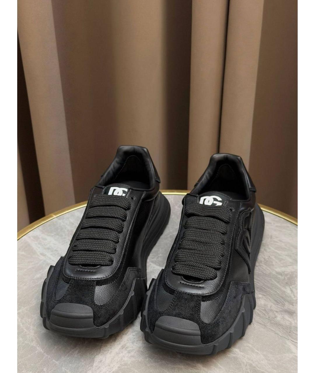 DOLCE&GABBANA Черные кожаные низкие кроссовки / кеды, фото 3