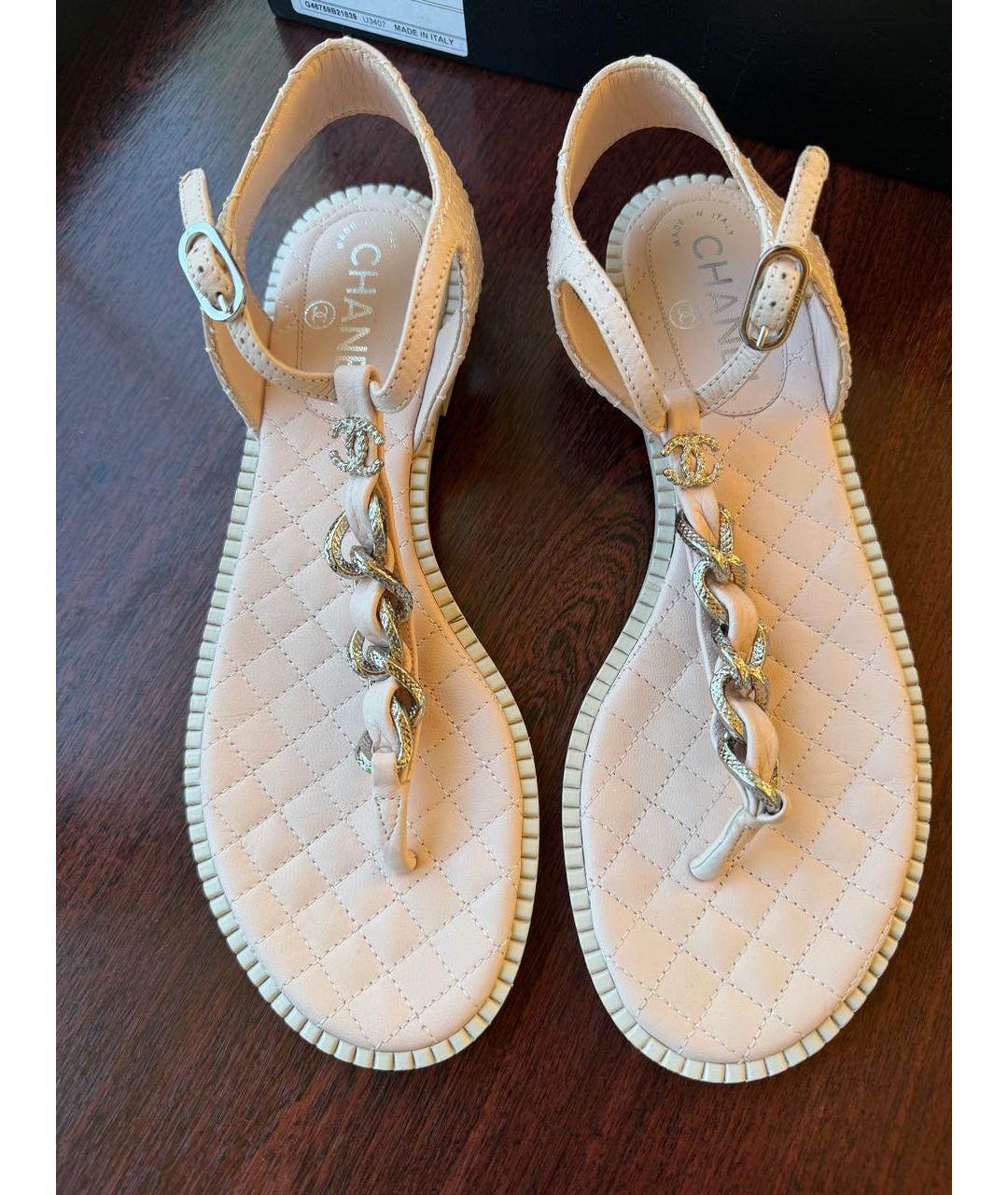 CHANEL Розовые кожаные босоножки, фото 6