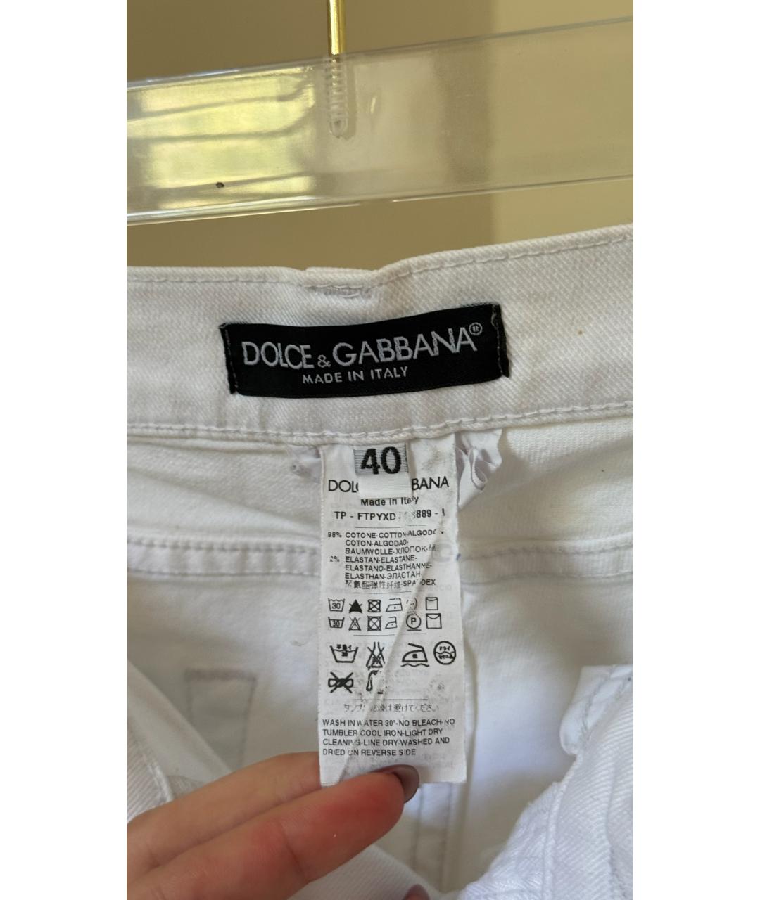 DOLCE&GABBANA Белые хлопковые прямые джинсы, фото 8