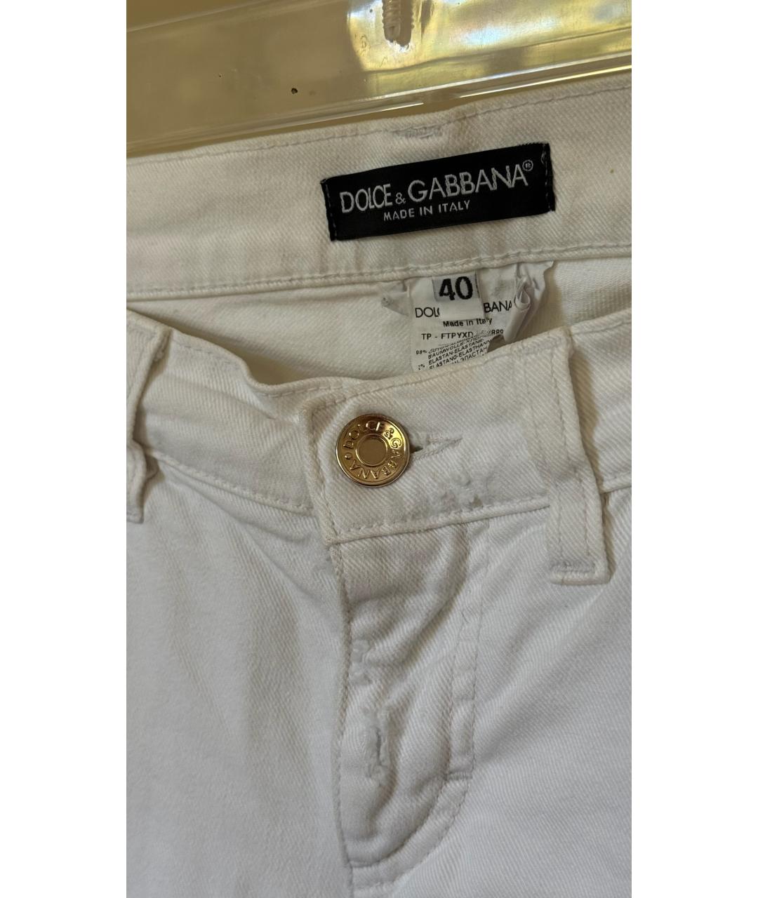 DOLCE&GABBANA Белые хлопковые прямые джинсы, фото 6