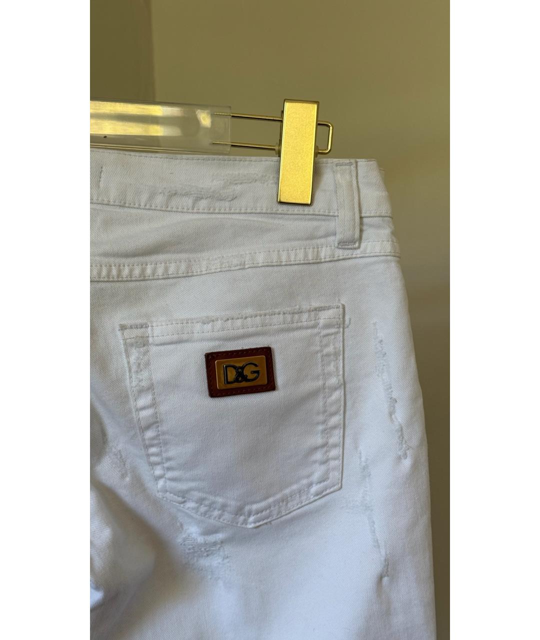DOLCE&GABBANA Белые хлопковые прямые джинсы, фото 4