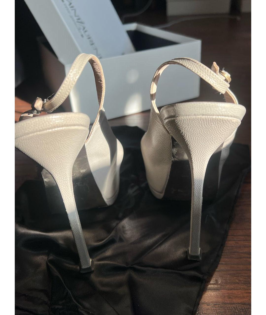 SAINT LAURENT Серые кожаные босоножки, фото 4