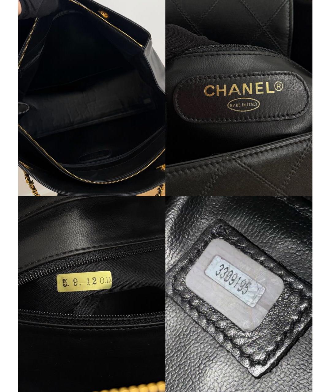 CHANEL Черная кожаная сумка тоут, фото 8
