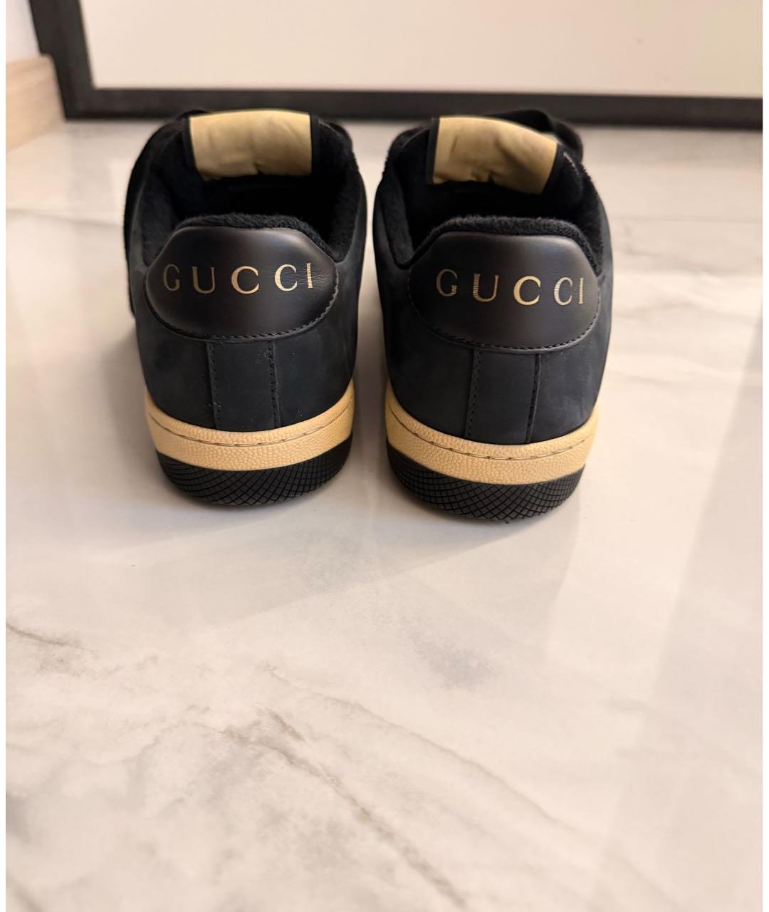 GUCCI Черные замшевые кроссовки, фото 4