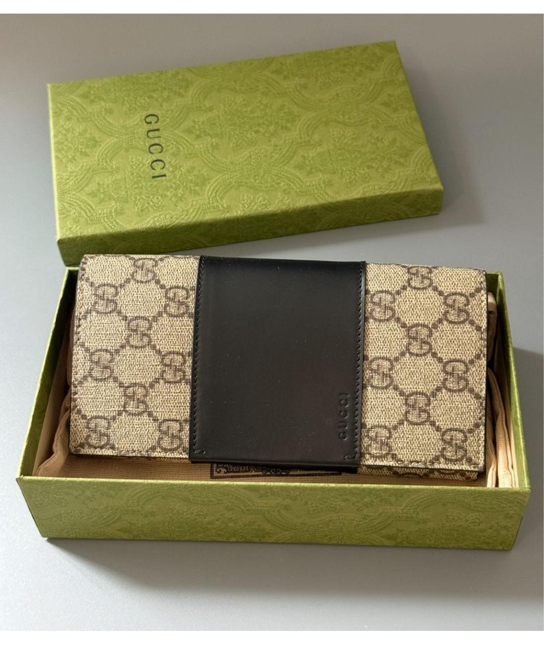 GUCCI Бежевый кожаный кошелек, фото 4