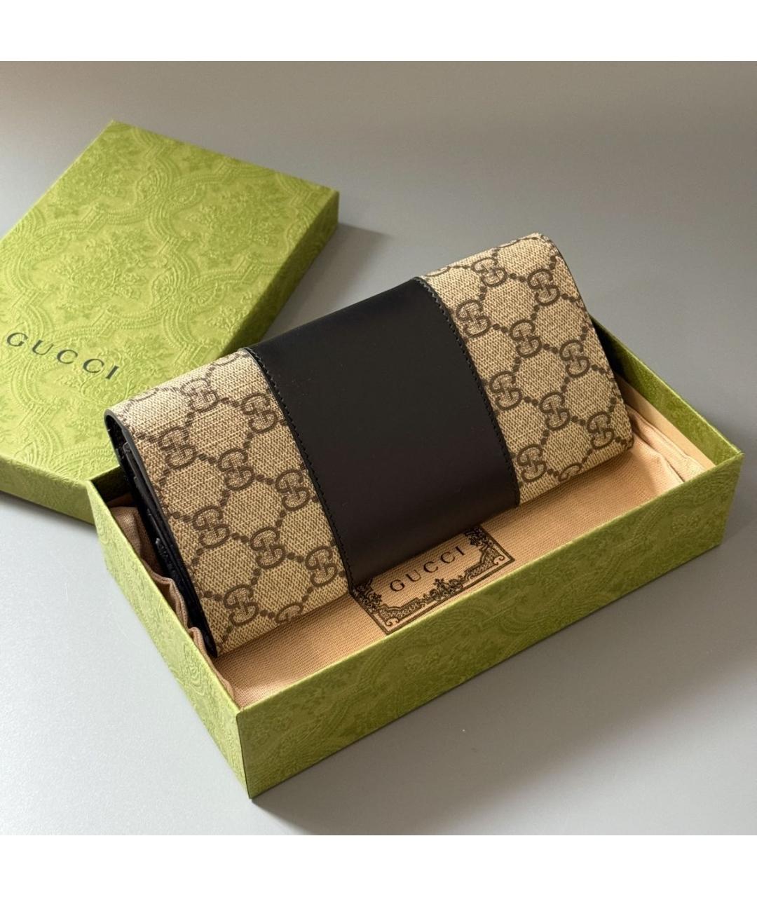 GUCCI Бежевый кожаный кошелек, фото 5