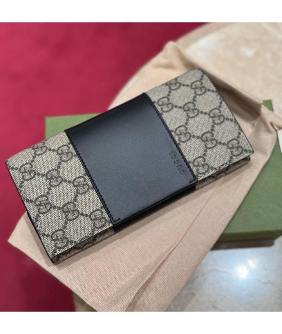 GUCCI Бежевый кожаный кошелек, фото 6