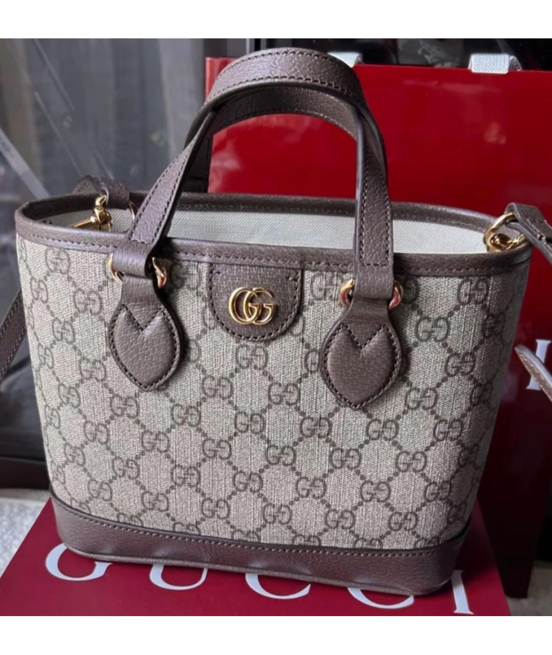 GUCCI Бежевая кожаная сумка через плечо, фото 6