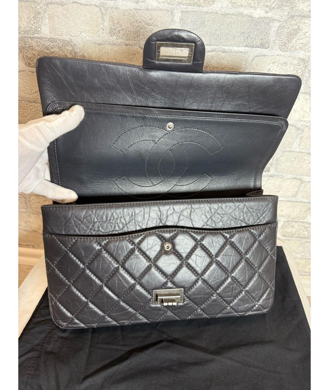 CHANEL Серая кожаная сумка на плечо, фото 8