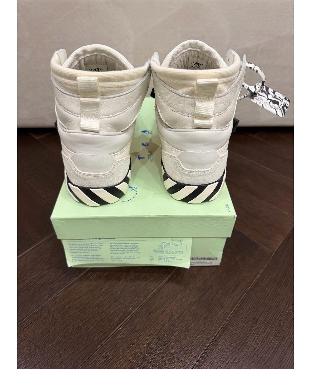 OFF-WHITE Белые кожаные низкие кроссовки / кеды, фото 3