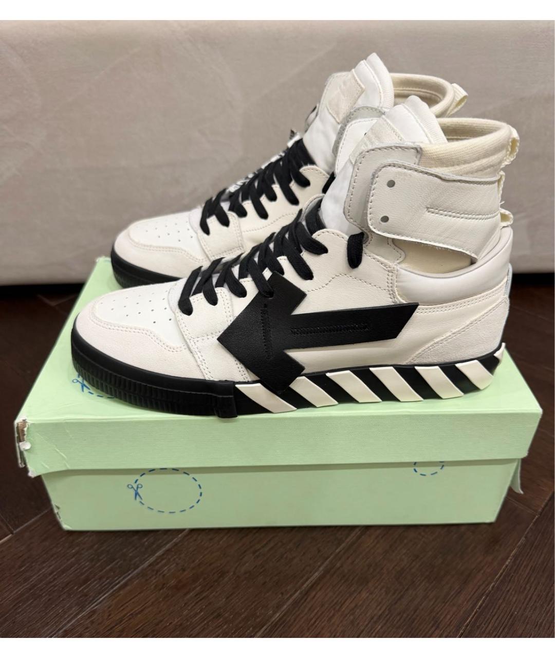 OFF-WHITE Белые кожаные низкие кроссовки / кеды, фото 7