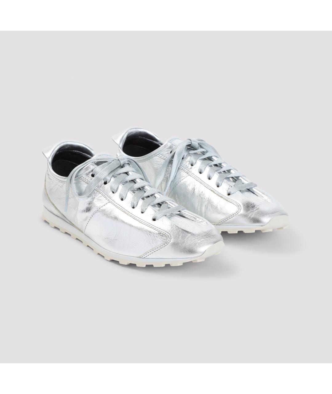 JACQUEMUS Серебряные кожаные кроссовки, фото 3