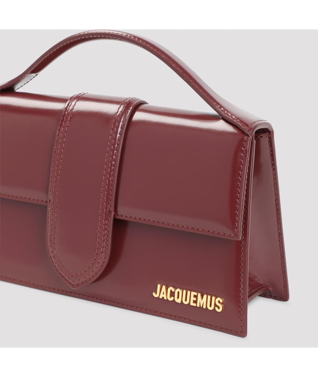 JACQUEMUS Бордовая кожаная сумка с короткими ручками, фото 3
