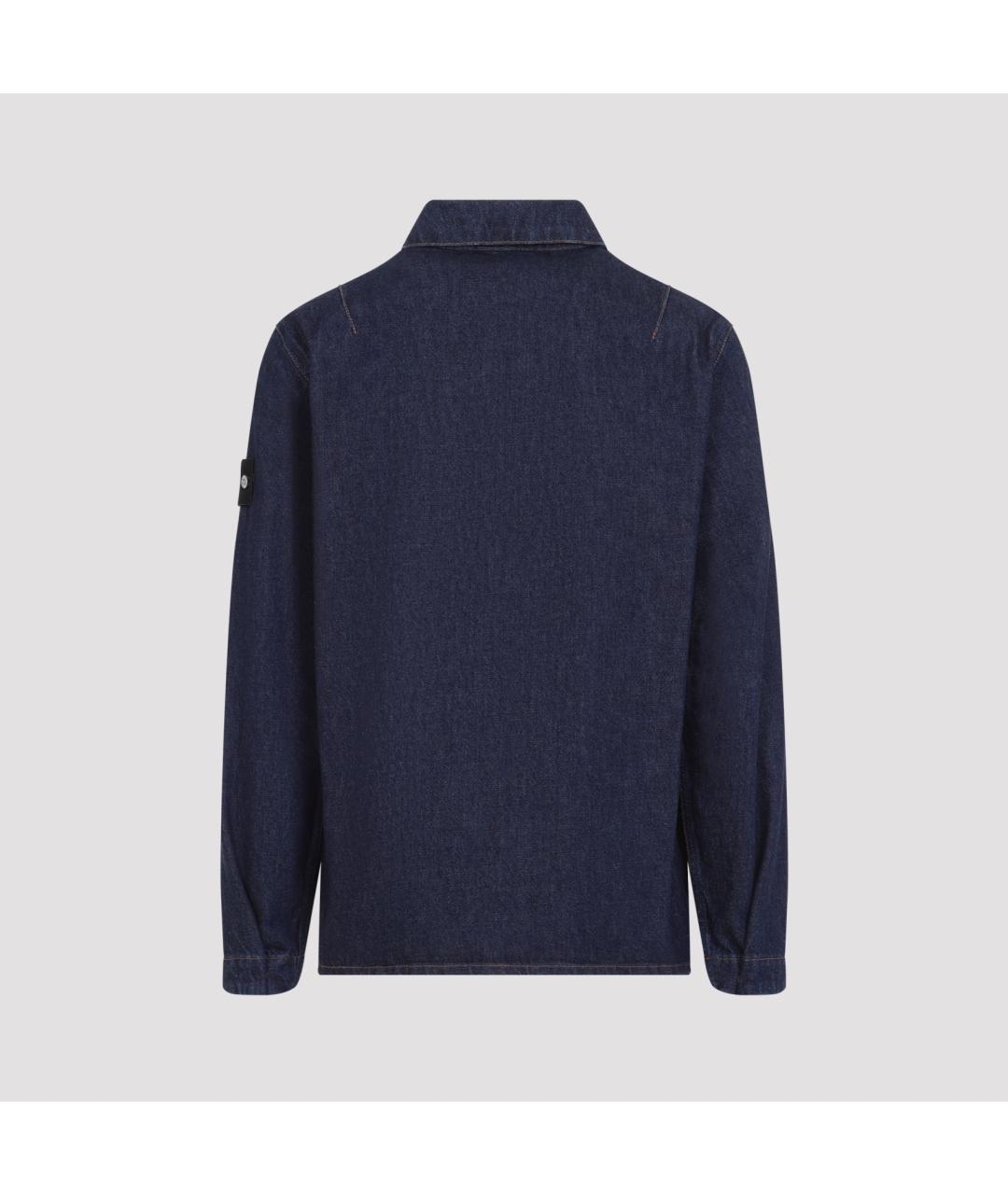 STONE ISLAND Темно-синяя хлопковая кэжуал рубашка, фото 2