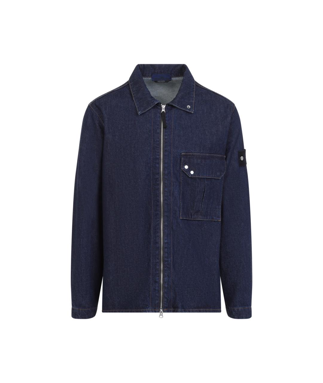 STONE ISLAND Темно-синяя хлопковая кэжуал рубашка, фото 1