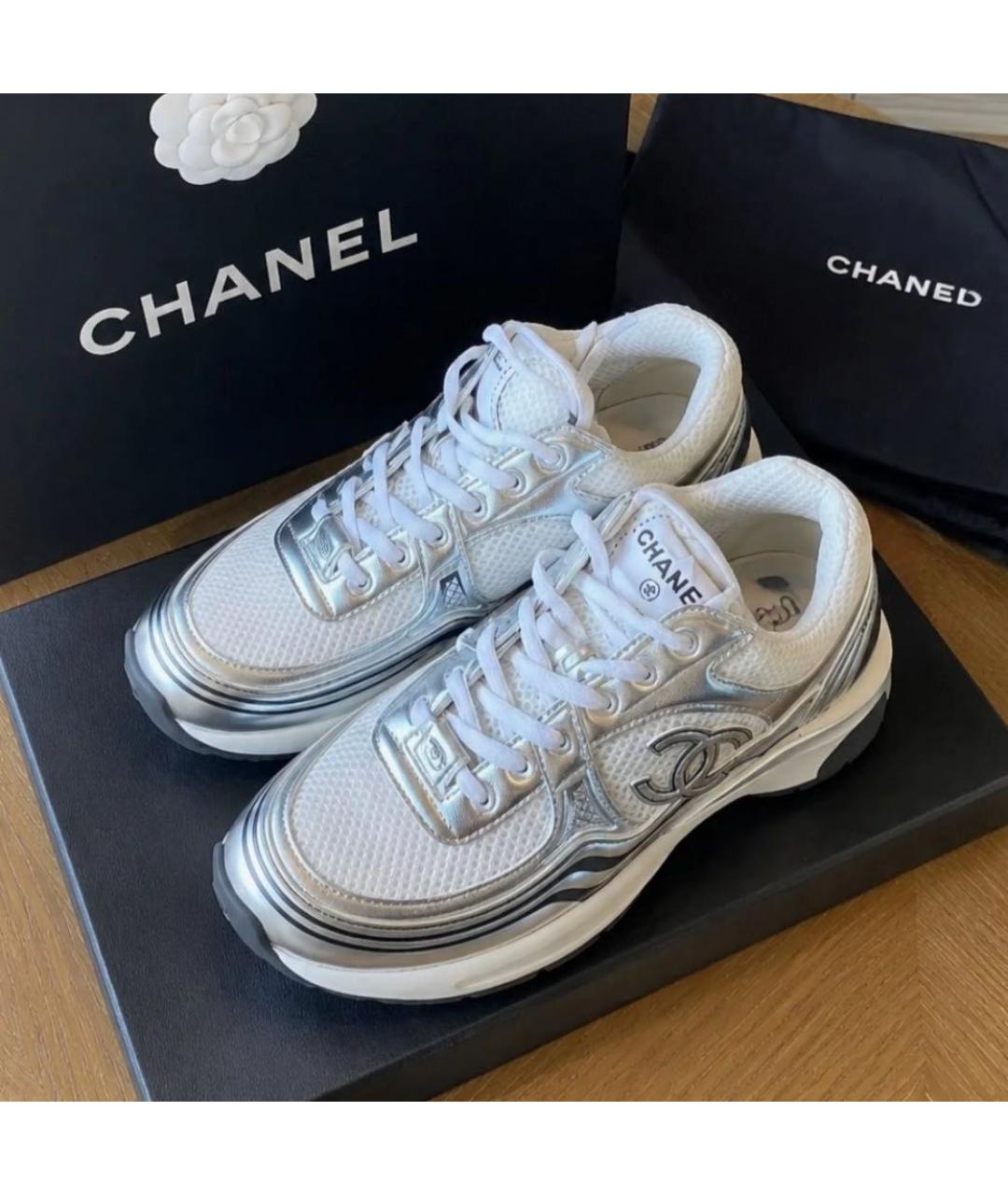 CHANEL Серебряные кроссовки, фото 4