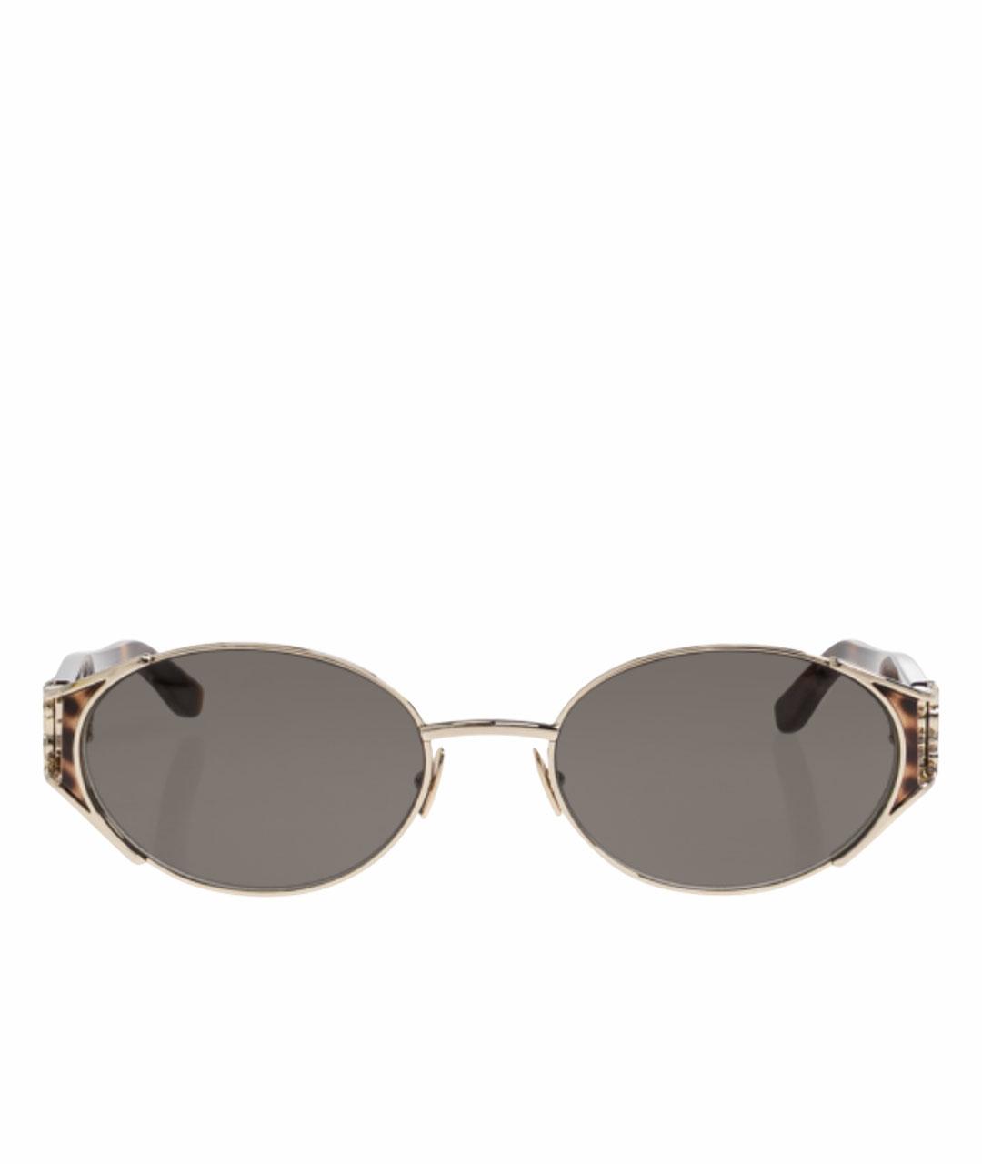 SAINT LAURENT Золотые металлические солнцезащитные очки, фото 1
