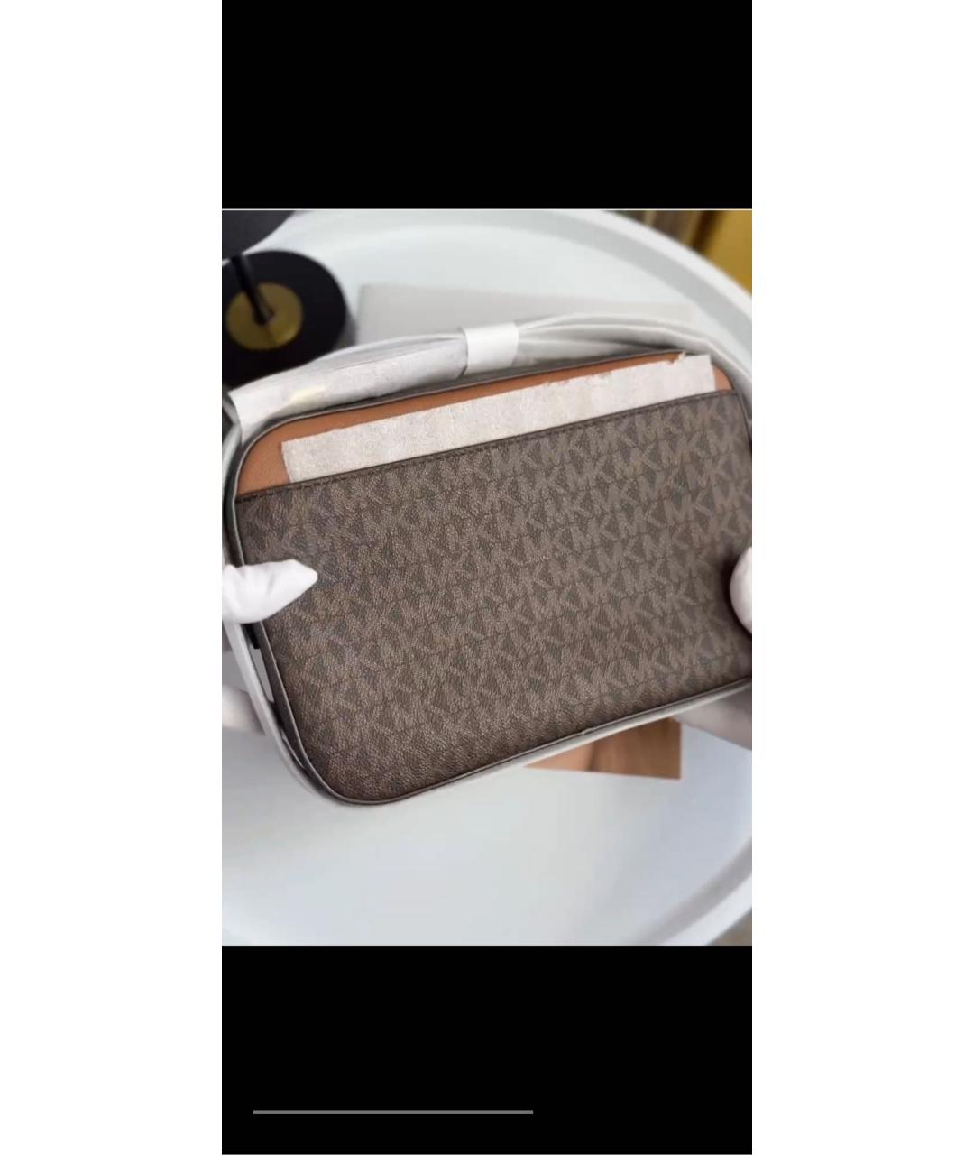 MICHAEL KORS Коричневая сумка через плечо из канвы, фото 3