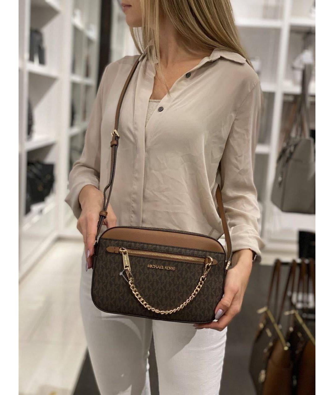 MICHAEL KORS Коричневая сумка через плечо из канвы, фото 4
