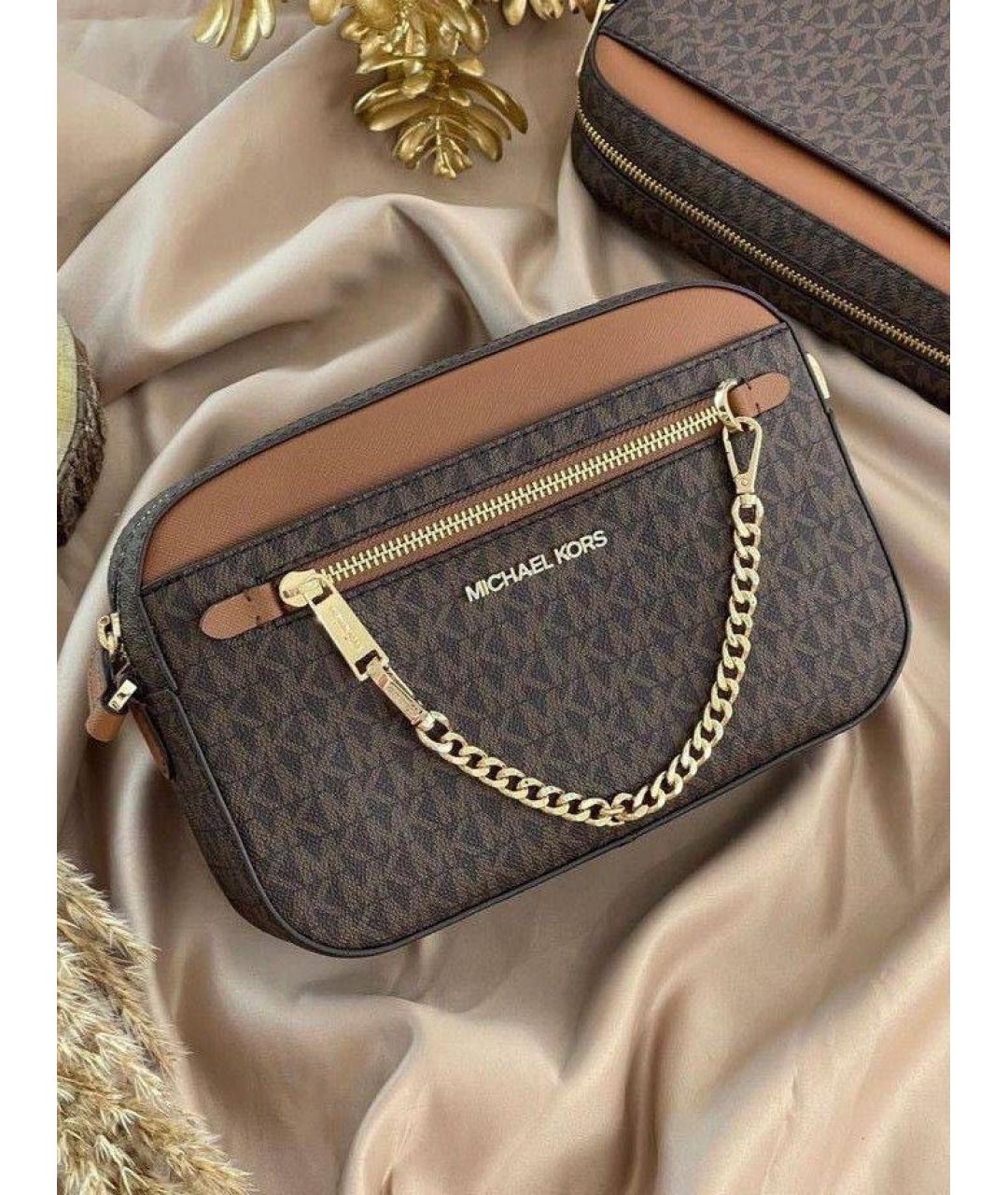 MICHAEL KORS Коричневая сумка через плечо из канвы, фото 5