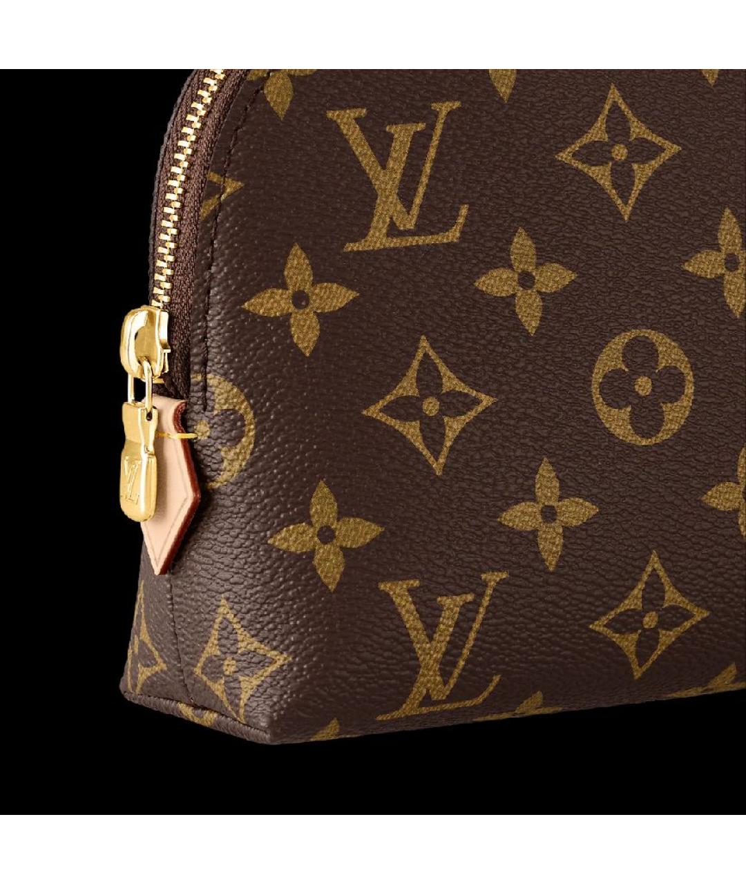 LOUIS VUITTON Коричневая косметичка из канвы, фото 3
