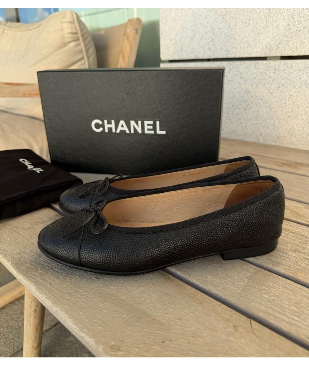 CHANEL Черные кожаные балетки, фото 9