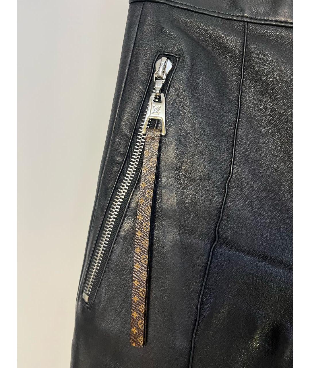 LOUIS VUITTON Черные кожаные брюки узкие, фото 4