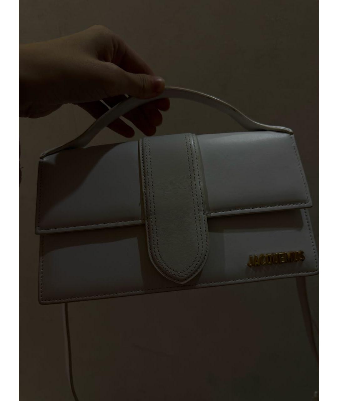 JACQUEMUS Белая кожаная сумка с короткими ручками, фото 9