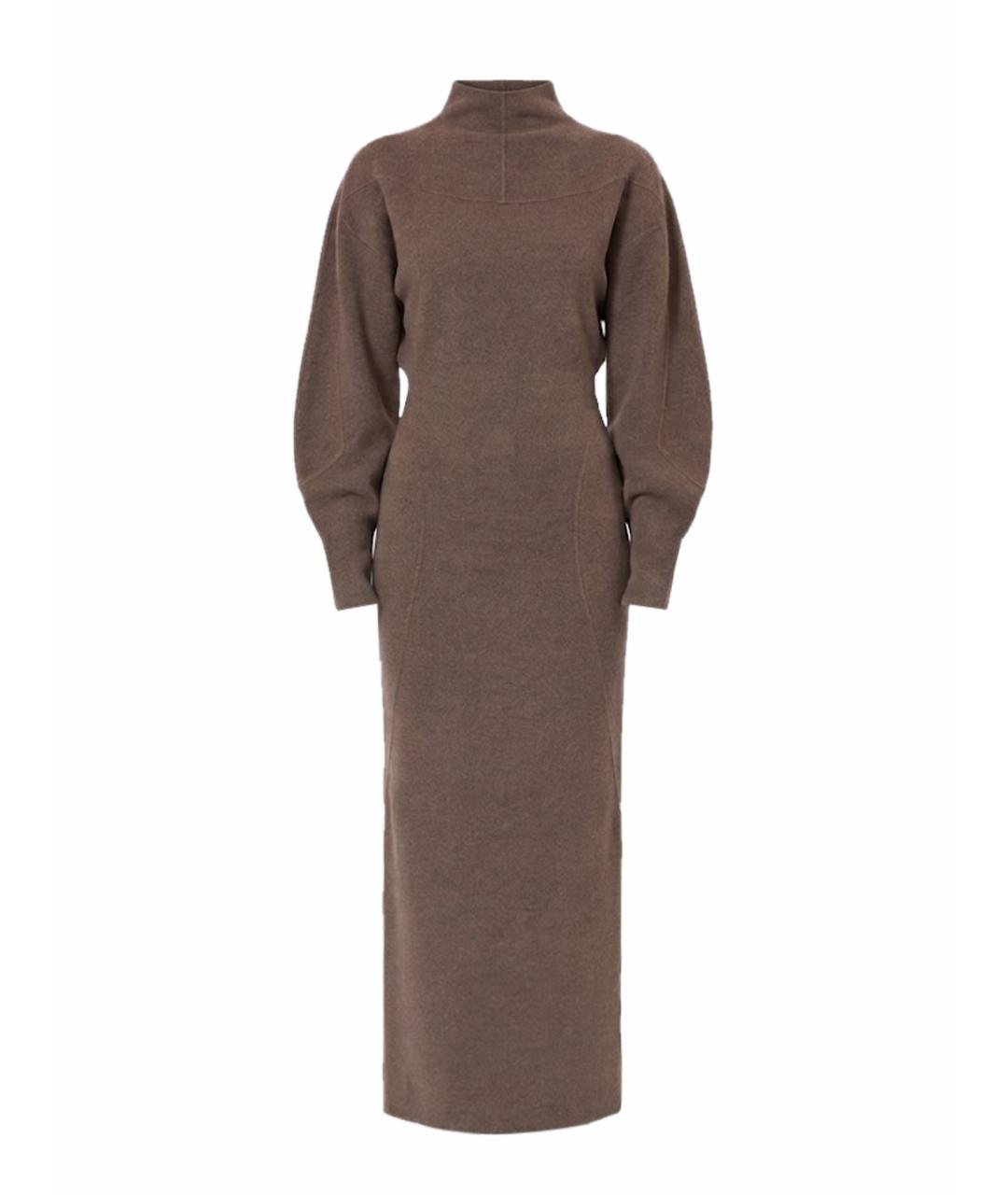 MAX MARA Коричневое шерстяное повседневное платье, фото 1