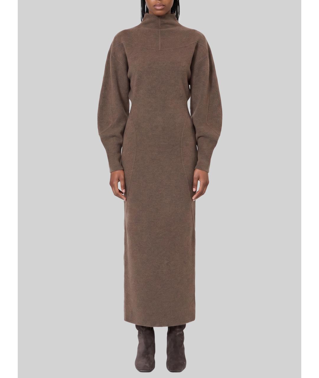 MAX MARA Коричневое шерстяное повседневное платье, фото 4